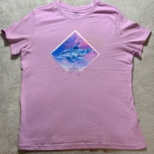 Guy Harvey Dolphins Graphic Tee XL Lavender Ocean Wildlife Art